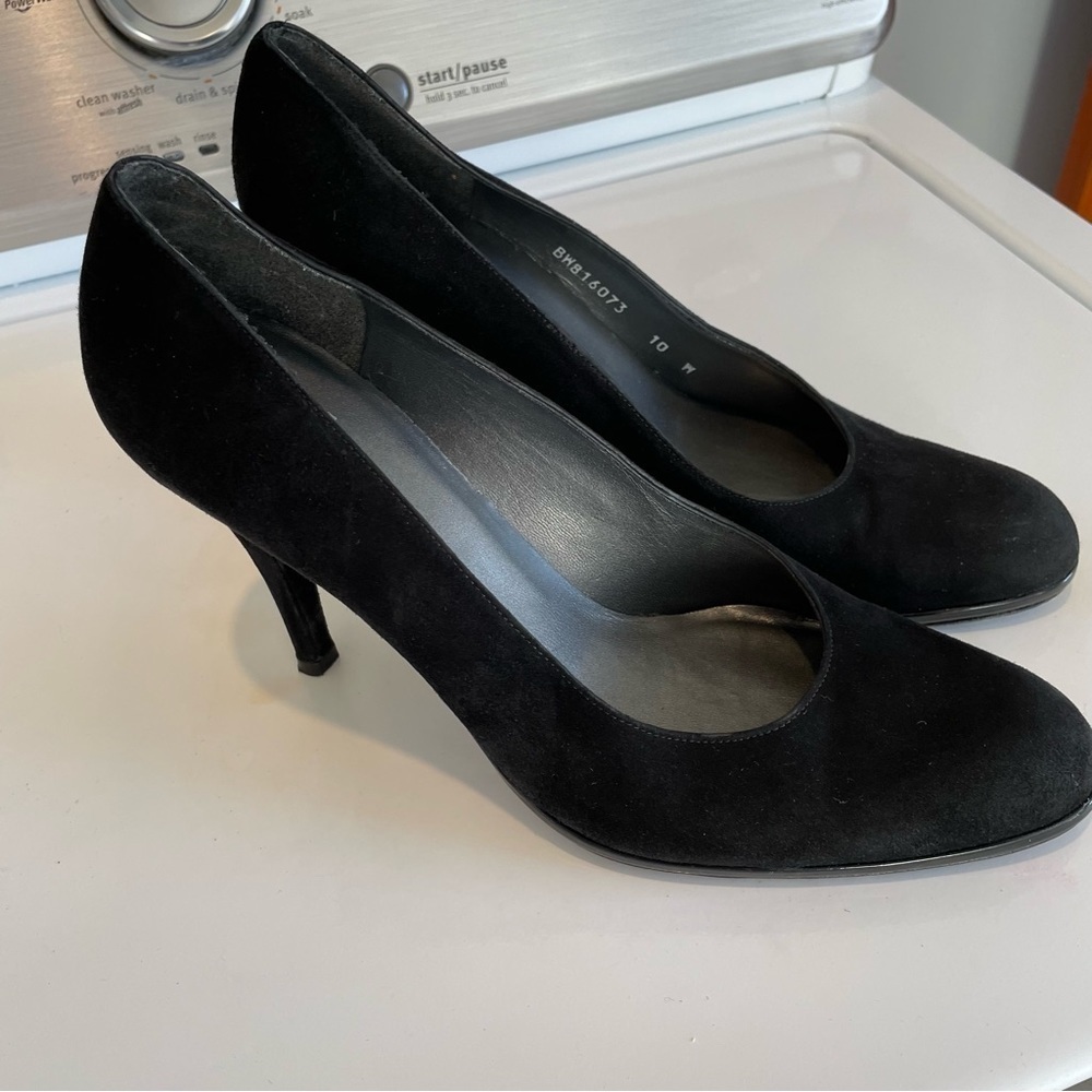 Stuart Weitzman Black Suede Pump Heels 10 Wide